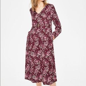 Boden Easy MIdi Dress Mulled Wine